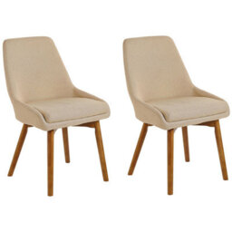 Beliani Set Of 2 Dining Chairs Melfort Fabric Sand Beige - thumbnail 1