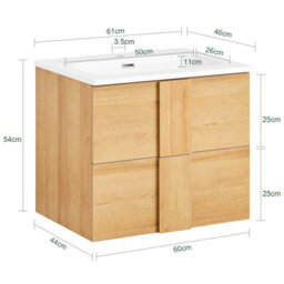 Sobuy Bzr172-N,bathroom Vanity Base Cabinet With Two Drawers Wood Veneer Wood Veneer,w60.5Xd46Xh54 - thumbnail 3