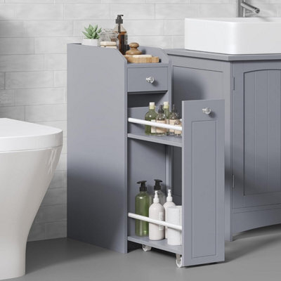 Songmics Small Bathroom Cabinet, Slim Bathroom Storage Unit, Organiser, Freestanding Storage Cabinet With Drawers, Dove Grey - image 1