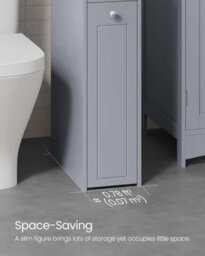 Songmics Small Bathroom Cabinet, Slim Bathroom Storage Unit, Organiser, Freestanding Storage Cabinet With Drawers, Dove Grey - thumbnail 3