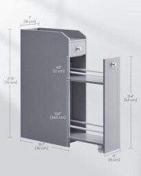 Songmics Small Bathroom Cabinet, Slim Bathroom Storage Unit, Organiser, Freestanding Storage Cabinet With Drawers, Dove Grey - thumbnail 2