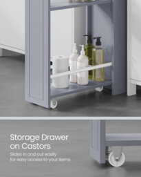 Songmics Small Bathroom Cabinet, Slim Bathroom Storage Unit, Organiser, Freestanding Storage Cabinet With Drawers, Dove Grey - thumbnail 4