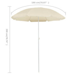 Walplus Garden Parasol With Steel Pole Sand 180 Cm - thumbnail 5
