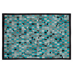 Beliani Rug Nikfer Blue 140 X 200 Cm Leather - thumbnail 4