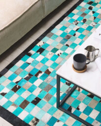 Beliani Rug Nikfer Blue 140 X 200 Cm Leather - thumbnail 2