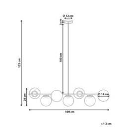 Wyld and Coco Glamour Style Gold Metal Ceiling Lamp With 7 Opaque Glass Globes, W109 X D14 X H122 Cm, Warm White. - thumbnail 4