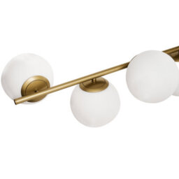 Wyld and Coco Glamour Style Gold Metal Ceiling Lamp With 7 Opaque Glass Globes, W109 X D14 X H122 Cm, Warm White. - thumbnail 5