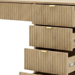 Tireno Corner Desk Cremona Oak Fluted Fronts Modern Home Office Desk For Study And Teen Room Functional Storage Space - thumbnail 3