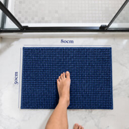 Aspire Homeware Quick Dry Chenille Bathmat Soft Water Absorbent Shower Mat Non-Slip Floor Mat, Navy (L)80Cm X (W)50Cm - thumbnail 6