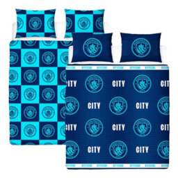 Manchester City Fc Crest Reversible Duvet Set Navy Blue/blue (Single) - thumbnail 3