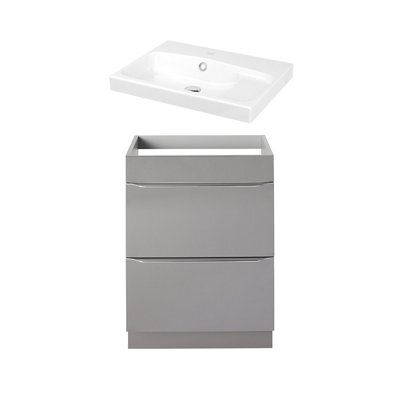 GoodHome Imandra Gloss Anthracite Wall-Mounted Vanity Unit & Basin Set (W)604mm (H)944mm - image 1