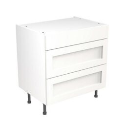 Kitchen Kit 3 Drawer Base Unit 800mm W/ Shaker Cabinet Door - Ultra Matt White - thumbnail 1