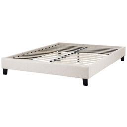Beliani Bed Without Headboard Fabric Roanne 140 X 200 Cm (Eu Double) Light Beige - thumbnail 4
