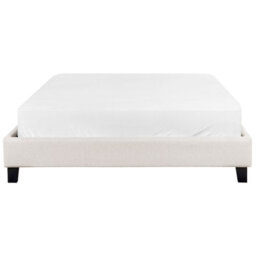 Beliani Bed Without Headboard Fabric Roanne 140 X 200 Cm (Eu Double) Light Beige - thumbnail 5