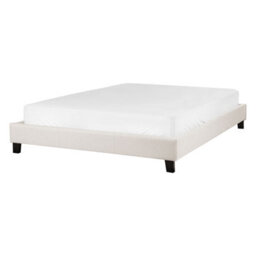 Beliani Bed Without Headboard Fabric Roanne 140 X 200 Cm (Eu Double) Light Beige - thumbnail 1