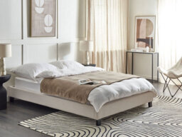 Beliani Bed Without Headboard Fabric Roanne 140 X 200 Cm (Eu Double) Light Beige - thumbnail 2