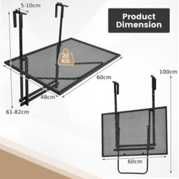 Costway Hanging Storage Rack Folding Table Planter Balcony Flower Hanging Holder Outdoor - thumbnail 2