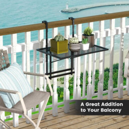 Costway Hanging Storage Rack Folding Table Planter Balcony Flower Hanging Holder Outdoor - thumbnail 3