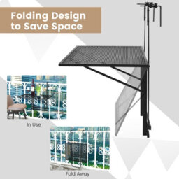 Costway Hanging Storage Rack Folding Table Planter Balcony Flower Hanging Holder Outdoor - thumbnail 6