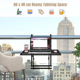 Costway Hanging Storage Rack Folding Table Planter Balcony Flower Hanging Holder Outdoor - thumbnail 4