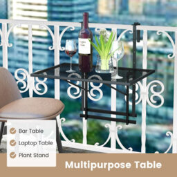 Costway Hanging Storage Rack Folding Table Planter Balcony Flower Hanging Holder Outdoor - thumbnail 5