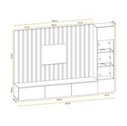 Arte Verti Entertainment Unit - Premium Laminated Board - W220Cm X H148Cm X D35Cm - thumbnail 2