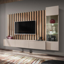 Arte Verti Entertainment Unit - Premium Laminated Board - W220Cm X H148Cm X D35Cm