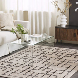 Beliani Beige Cotton Area Rug 140 X 200 Cm - Tufted Geometric Design - thumbnail 2
