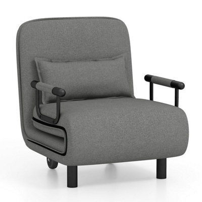 3 In 1 Grey Convertible Sofa Bed Sleeper Chair W/lumbar Pillow Dark - image 1