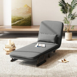 3 In 1 Grey Convertible Sofa Bed Sleeper Chair W/lumbar Pillow Dark - thumbnail 4