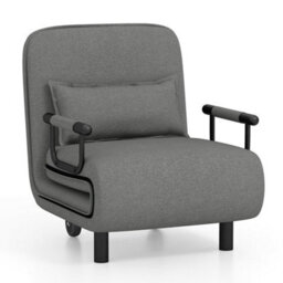 3 In 1 Grey Convertible Sofa Bed Sleeper Chair W/lumbar Pillow Dark - thumbnail 1