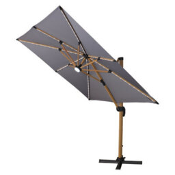 Jack Stonehouse Athena Roma Square Parasol Wooden Umbrella With Led Lights Grey - thumbnail 2