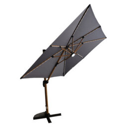 Jack Stonehouse Athena Roma Square Parasol Wooden Umbrella With Led Lights Grey - thumbnail 3
