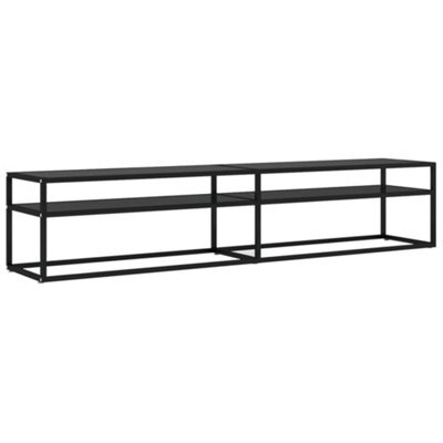 Berkfield Sturdy Tv Cabinet Black 200X40X40.5 Cm Tempered Glass - image 1