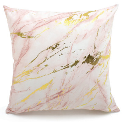 Velosso Foil Print Polycotton Scatter Cushion, Zip Closure, Luxury Style Home Accessories For Modern Living Room Decor - Pink