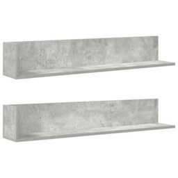 Berkfield Wall Shelves 2 Pcs Concrete Grey 100X16.5X16.5 Cm Engineered Wood - thumbnail 2