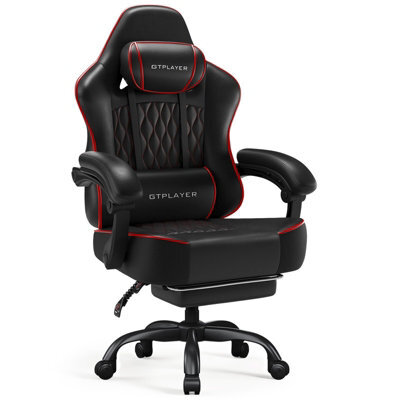 Luckracer Gaming Chair, Ergonomic Computer Chair With Footrest And Lumbar Support Height Adjustable, Black Red - image 1