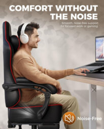 Gtplayer Gaming Chair, Ergonomic Computer Chair With Footrest And Lumbar Support Height Adjustable, Black Red - thumbnail 3