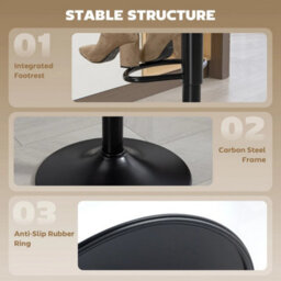 Set Of 2 Modern Swivel Bar Stools, Brown Counter Bar Chairs - thumbnail 4