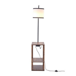 Darphe Multifunctional White Linen Lampshade Floor Lamp With Shelf Side Table - thumbnail 4