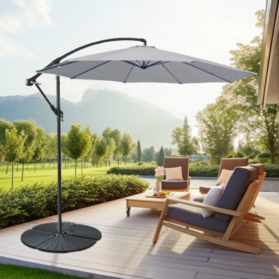 Sundaze Grey 3M Garden Banana Parasol Cantilever Umbrella With Adjustable Crank Patio Sun Shade - image 1