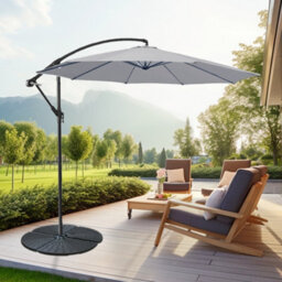 Sundaze Grey 3M Garden Banana Parasol Cantilever Umbrella With Adjustable Crank Patio Sun Shade - thumbnail 1