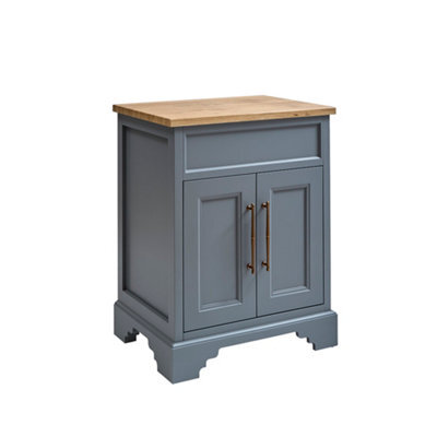 Homestylestore Light Grey And Oak 645mm Bathroom Vanity Unit And Brushed Copper T Bar Handles - image 1