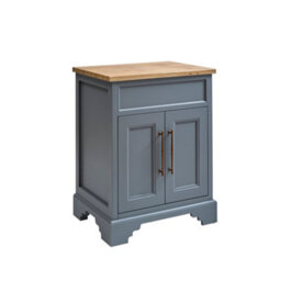 Homestylestore Light Grey And Oak 645mm Bathroom Vanity Unit And Brushed Copper T Bar Handles - thumbnail 1