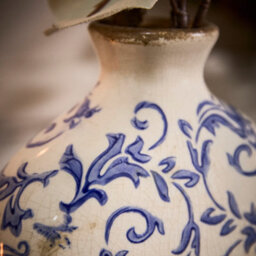 Dibor Vintage Luxury Solene Blue Botanical Bottle Vase H31 X W14Cm - thumbnail 2