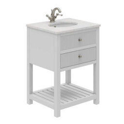 Plum&clay Harper Ribbed White Freestanding Vanity Unit & Basin Set (W)600mm