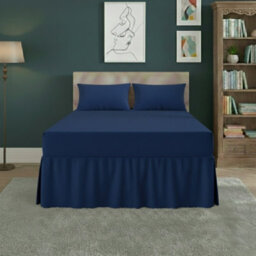 Fitted Valance Bed Sheet Polycotton Mattress Cover And Frill Easy Care Blue
