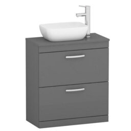 Royal Bathrooms 800mm Floor Standing Vanity Unit 2 Drawer Indigo Grey Gloss & Countertop Basin - Elva - thumbnail 4