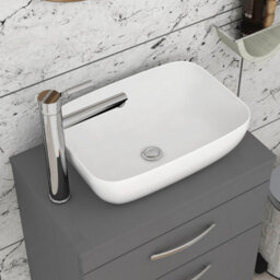 Royal Bathrooms 800mm Floor Standing Vanity Unit 2 Drawer Indigo Grey Gloss & Countertop Basin - Elva - thumbnail 5