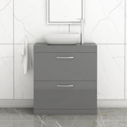 Royal Bathrooms 800mm Floor Standing Vanity Unit 2 Drawer Indigo Grey Gloss & Countertop Basin - Elva